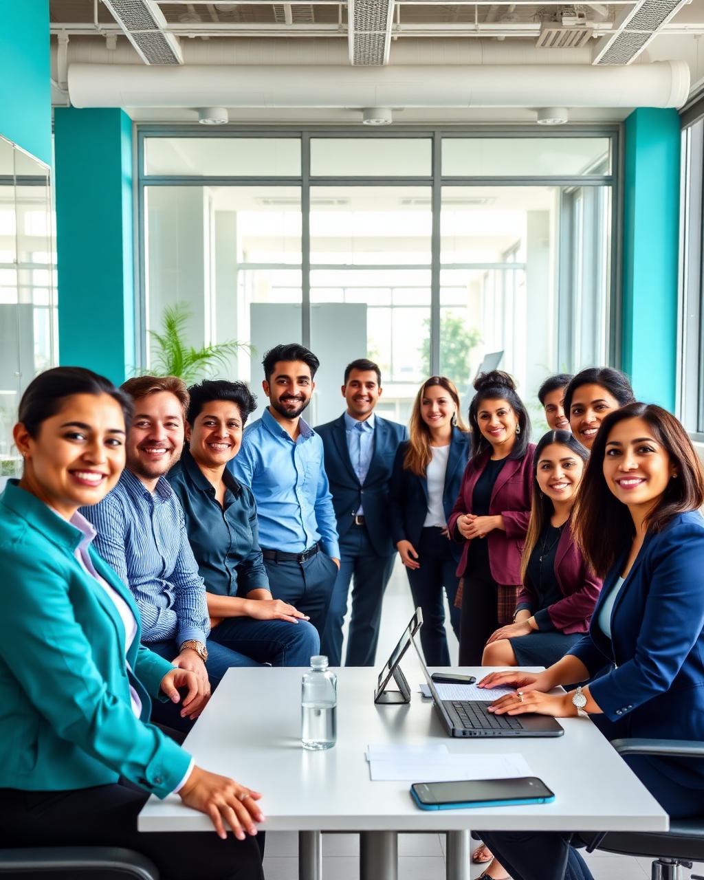 Equipo de trabajo colombiano en una reunión de reclutamiento